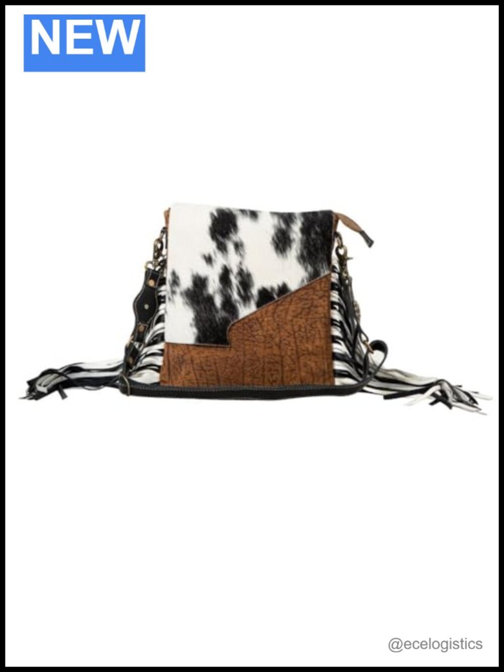 Western Leather Crossbody Bag with Tassel Fringe Upcycled Boho Shoulder Purse